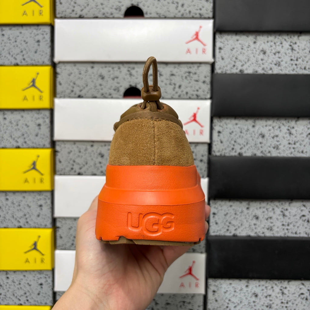 Chestnut Slip-On Shoes with Bright Orange Chunky Sole