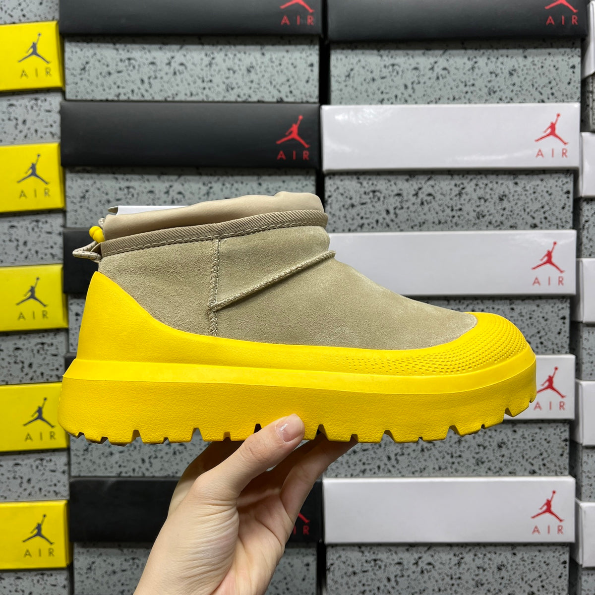 Sand & Yellow Chunky-Sole Drawstring Ankle Boots