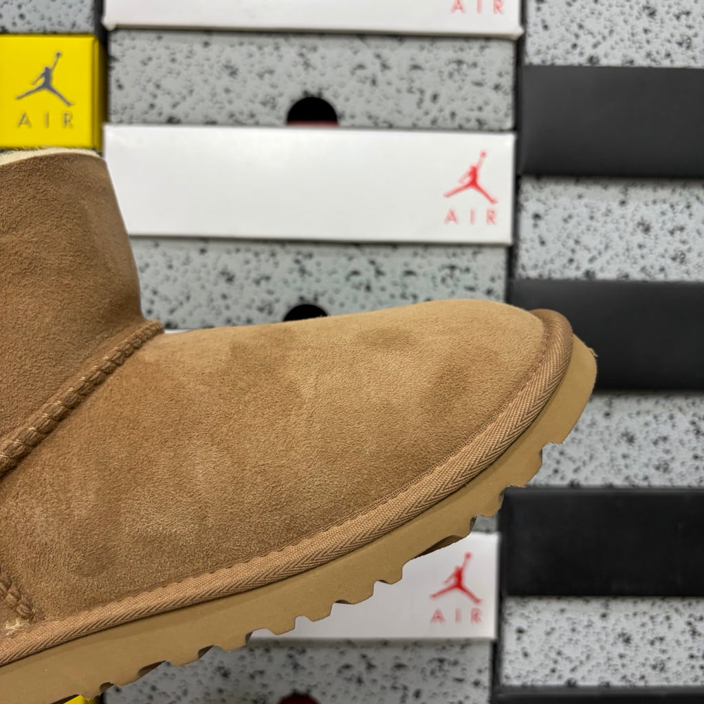 Chestnut Button-Detail Mid-Calf Boots