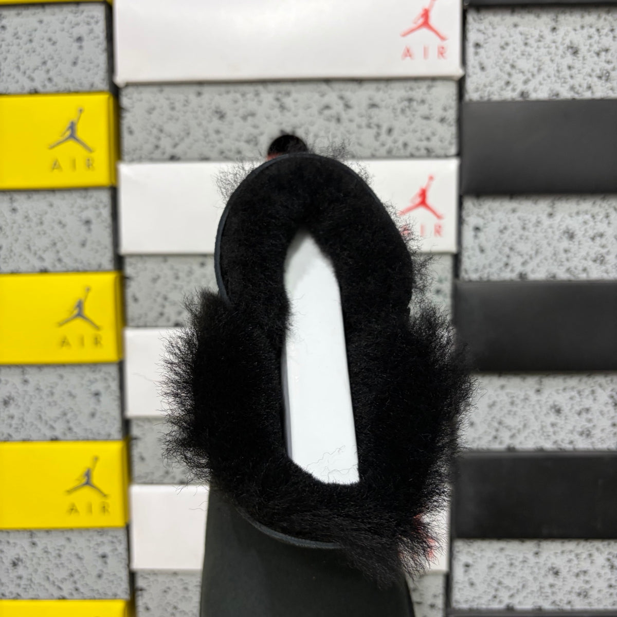 Black Button-Detail Mid-Calf Boots