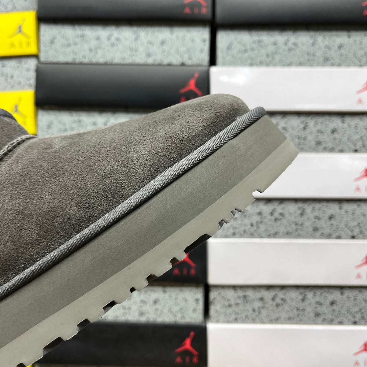 Grey Mini Platform Ankle Boots - 3 cm Sole