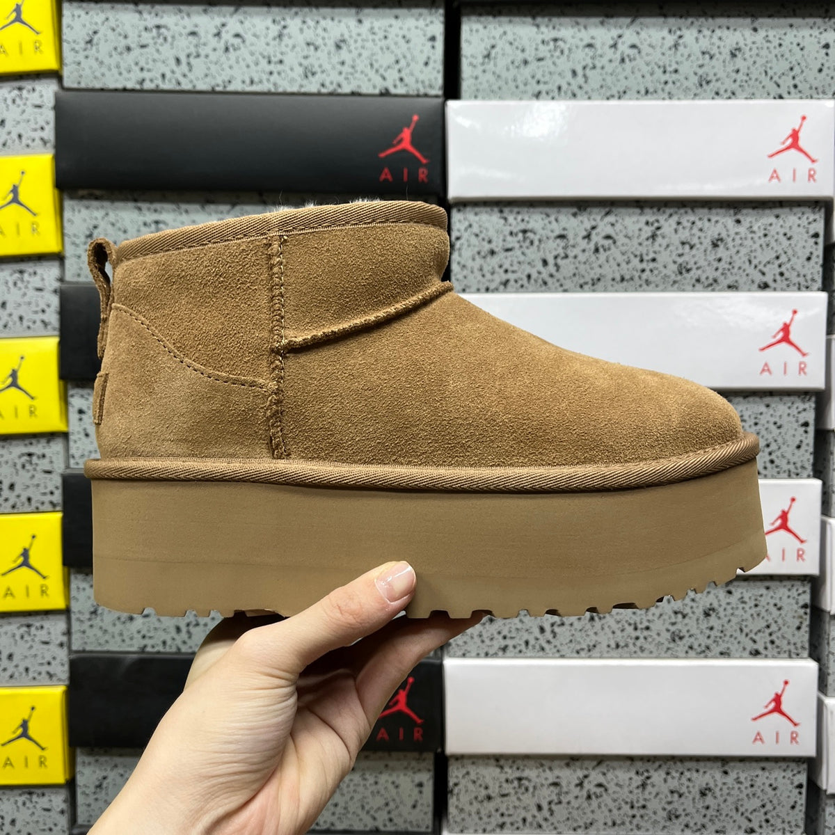 Chestnut Mini Platform Ankle Boots - 5 cm Sole