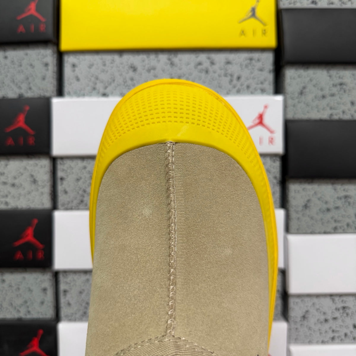 Sand Slip-On Shoes with Bright Yellow Chunky Sole