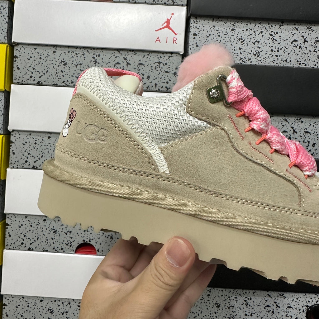 White & Pink Chunky-Sole Lace-Up Shoes