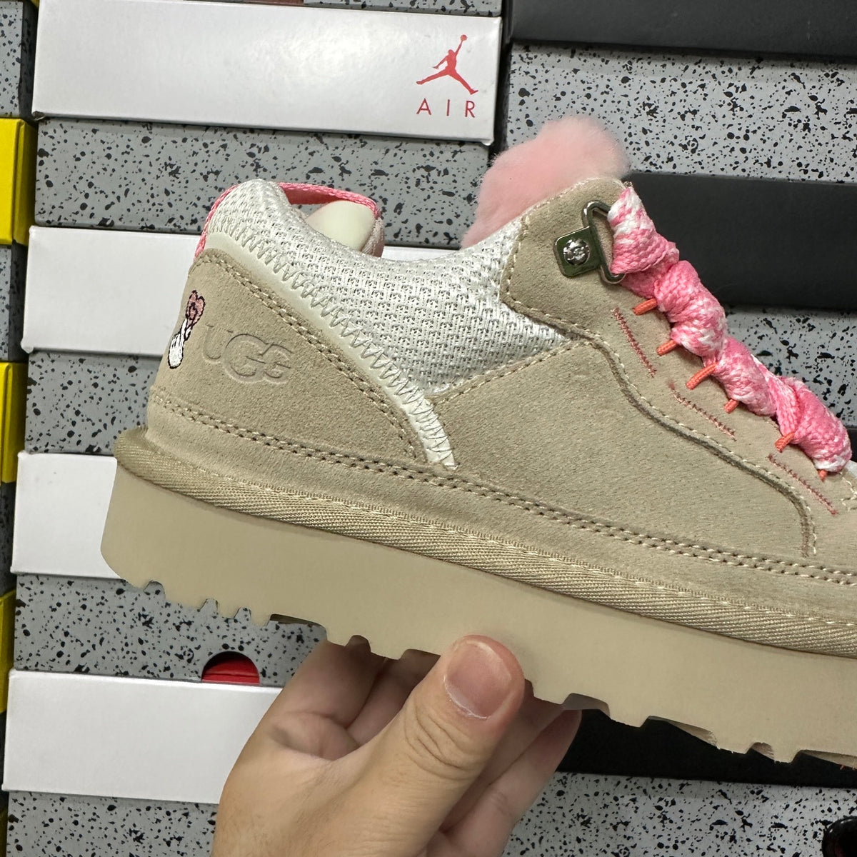 White & Pink Chunky-Sole Lace-Up Shoes