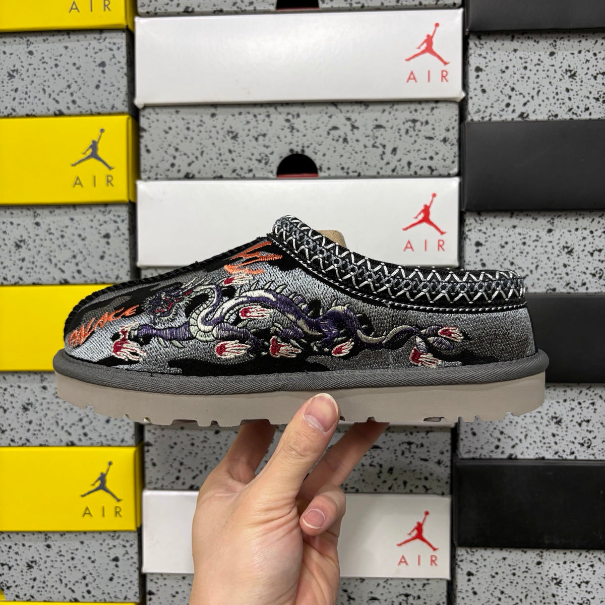 Black Dragon & Tiger Embroidered Slip-On Shoes