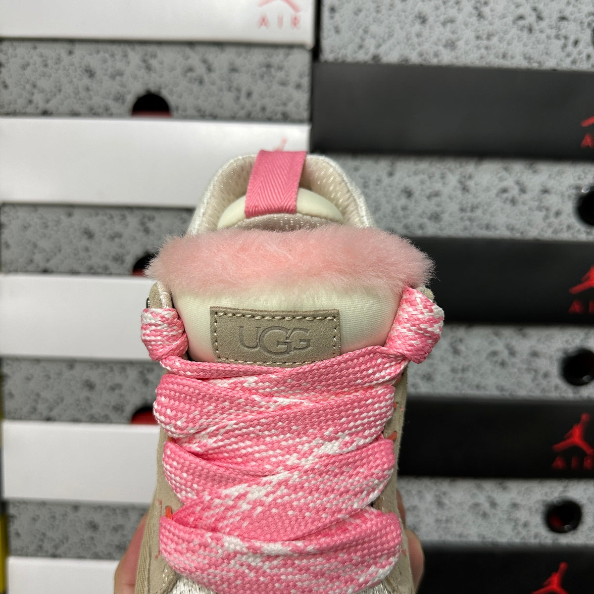 White & Pink Chunky-Sole Lace-Up Shoes