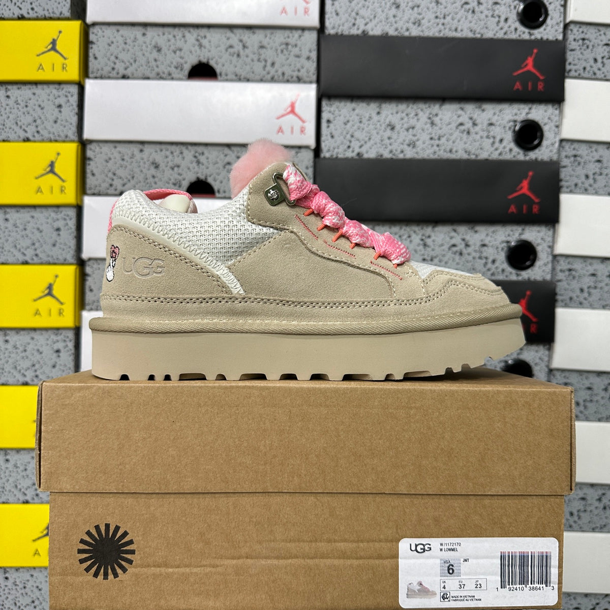 White & Pink Chunky-Sole Lace-Up Shoes