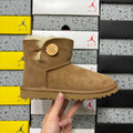 Chestnut Button-Detail Mid-Calf Boots