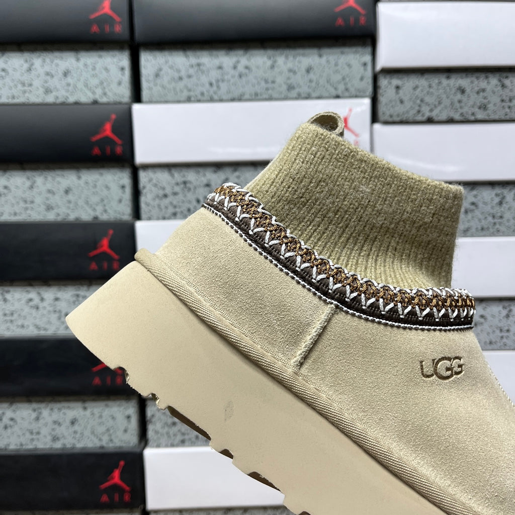 Mustard Seed Platform Ankle Boots with Knit Collar