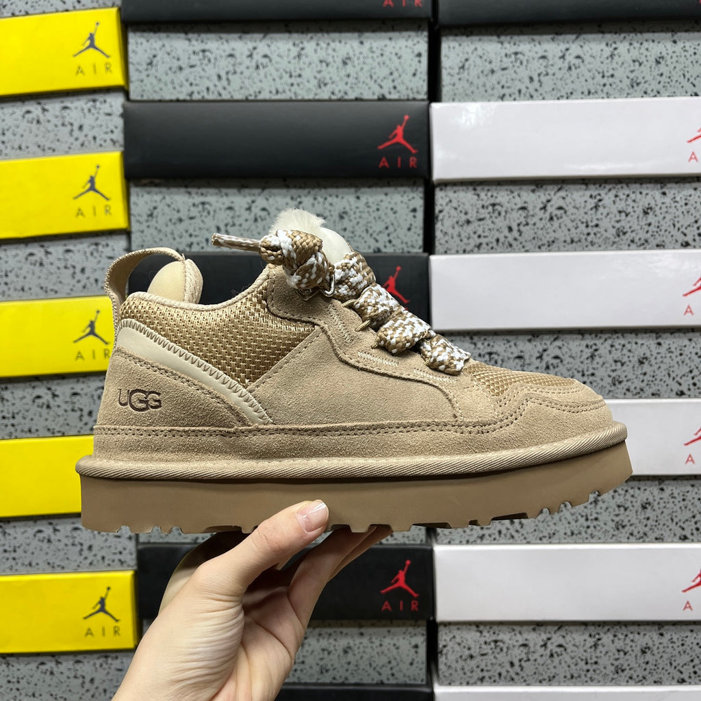 Sand Chunky-Sole Lace-Up Shoes