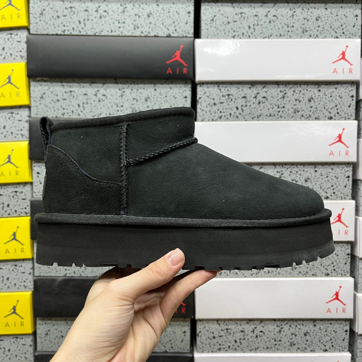 Black Mini Platform Ankle Boots - 3 cm Sole