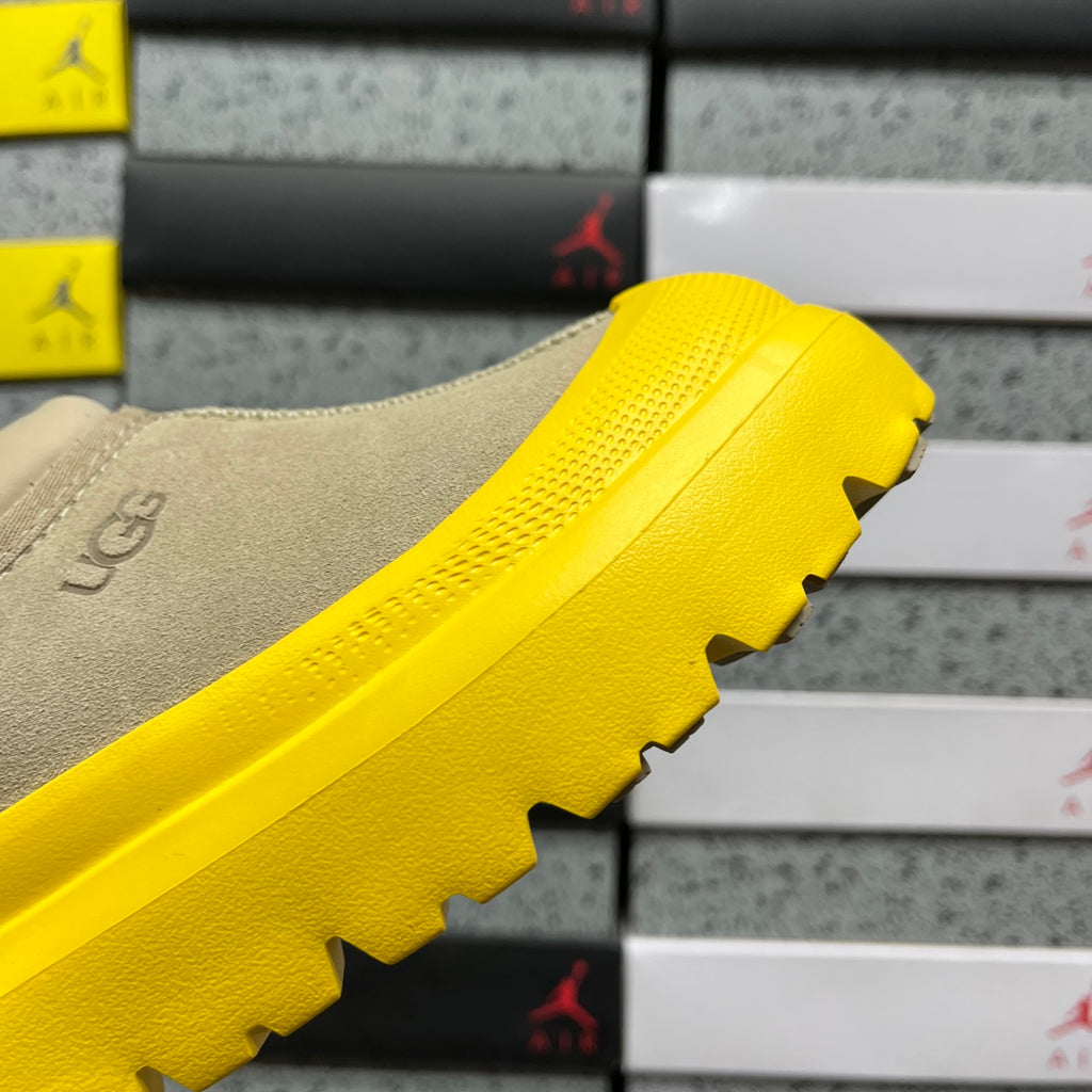 Sand Platform Slip-On Shoes with Bright Yellow Sole