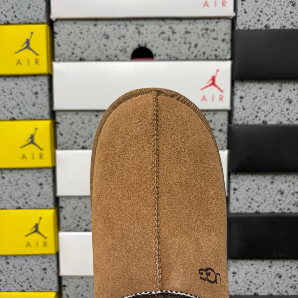 Chestnut Slip-On Shoes with Contrast-Stitched Collar