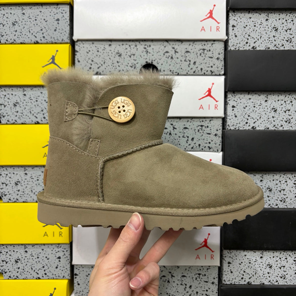Antelope Brown Button-Detail Mid-Calf Boots