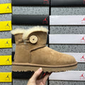 Chestnut Button-Detail Mini Ankle Boots