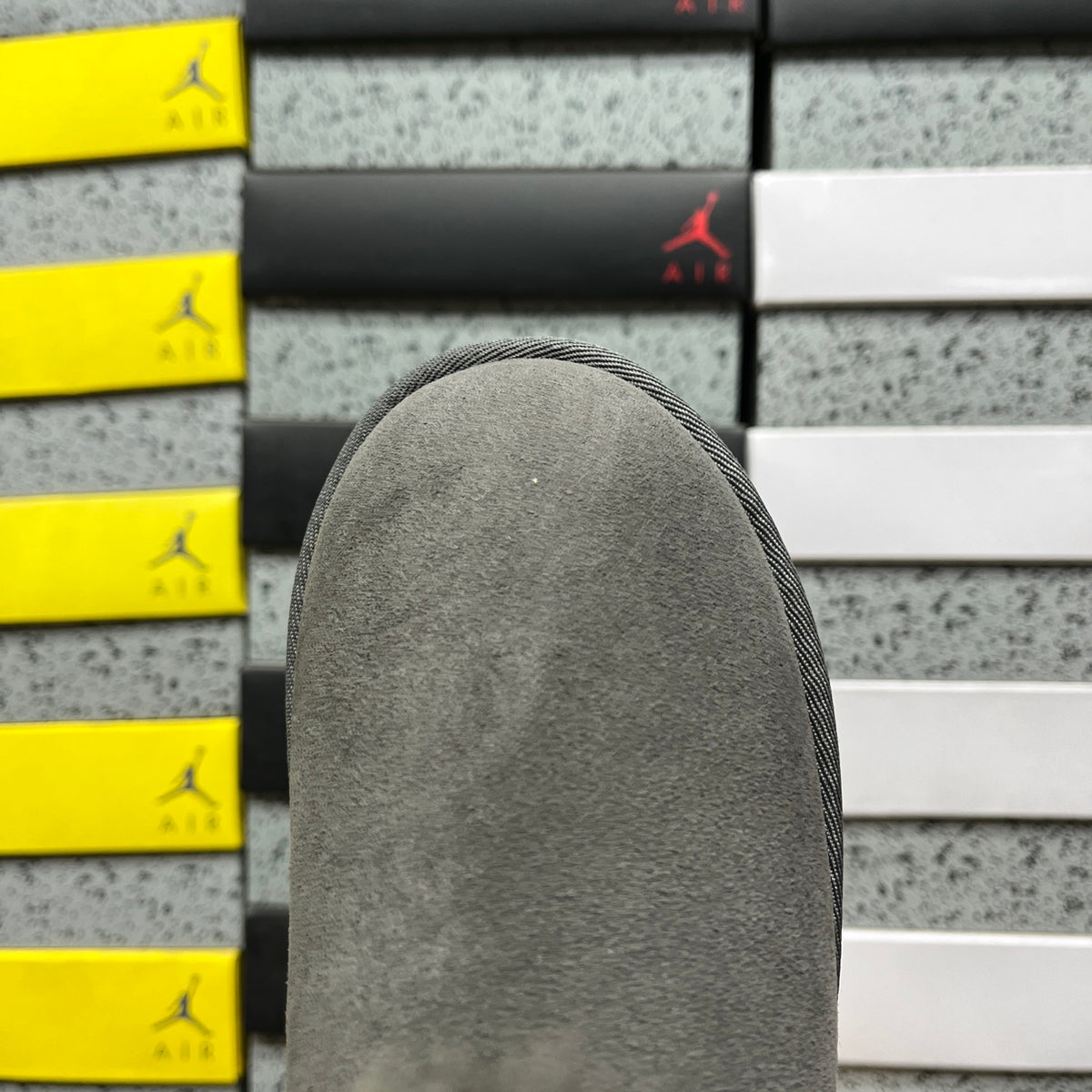 Grey Button-Detail Mini Ankle Boots
