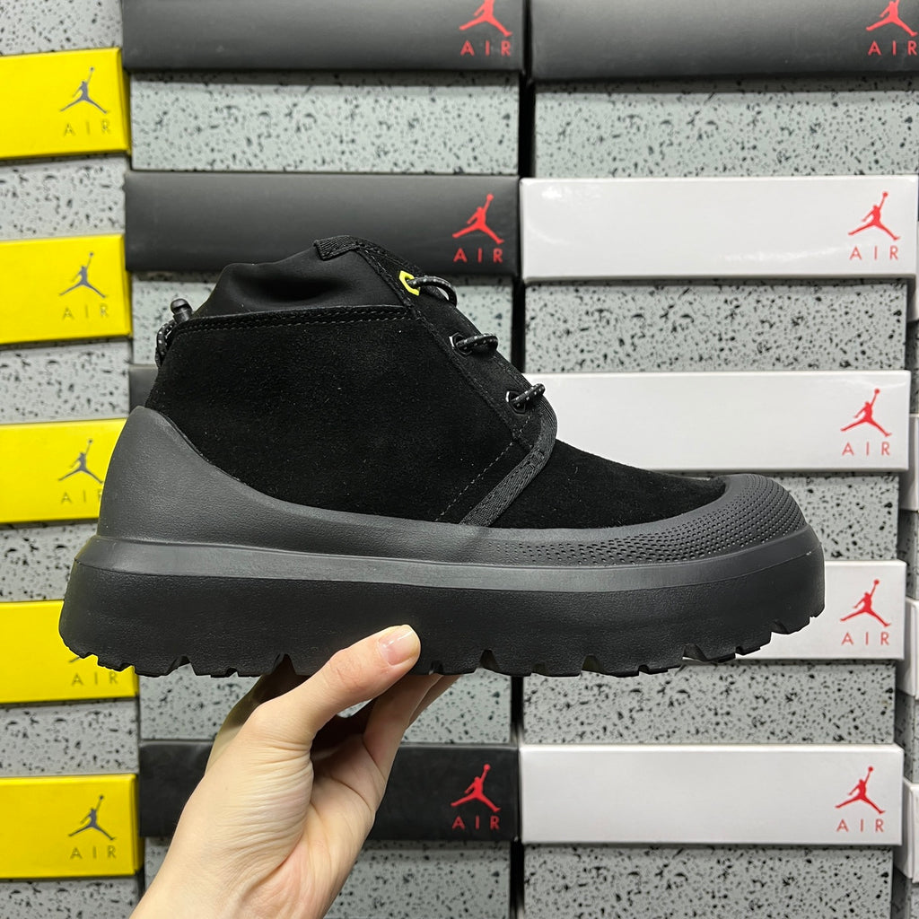 Black Chunky-Sole Lace-Up Ankle Boots