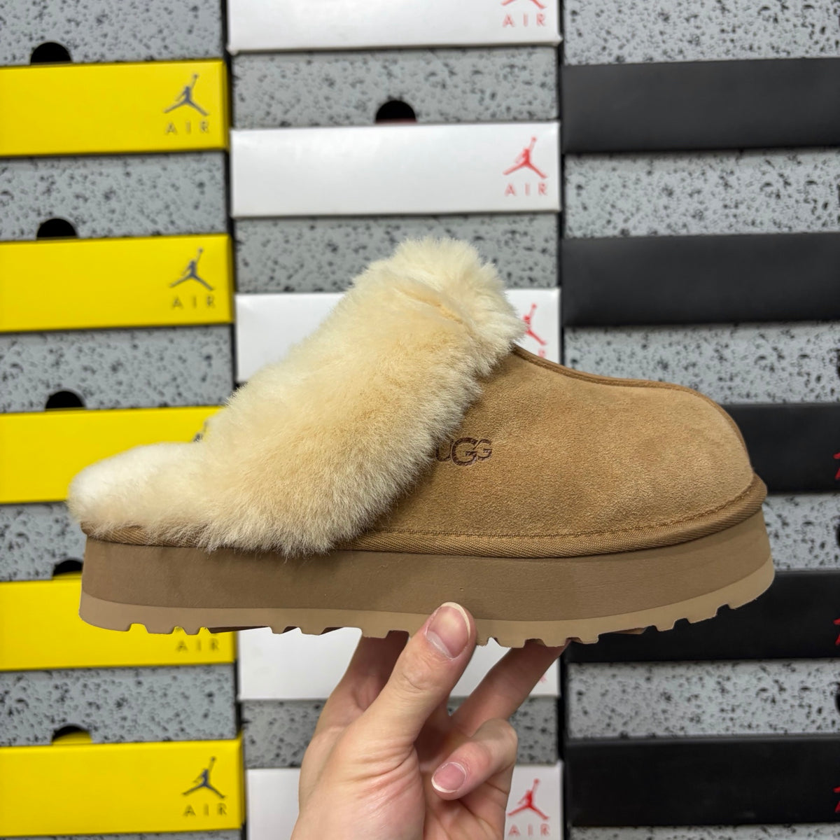 UGG Chestnut Platform Slippers with Plush Trim