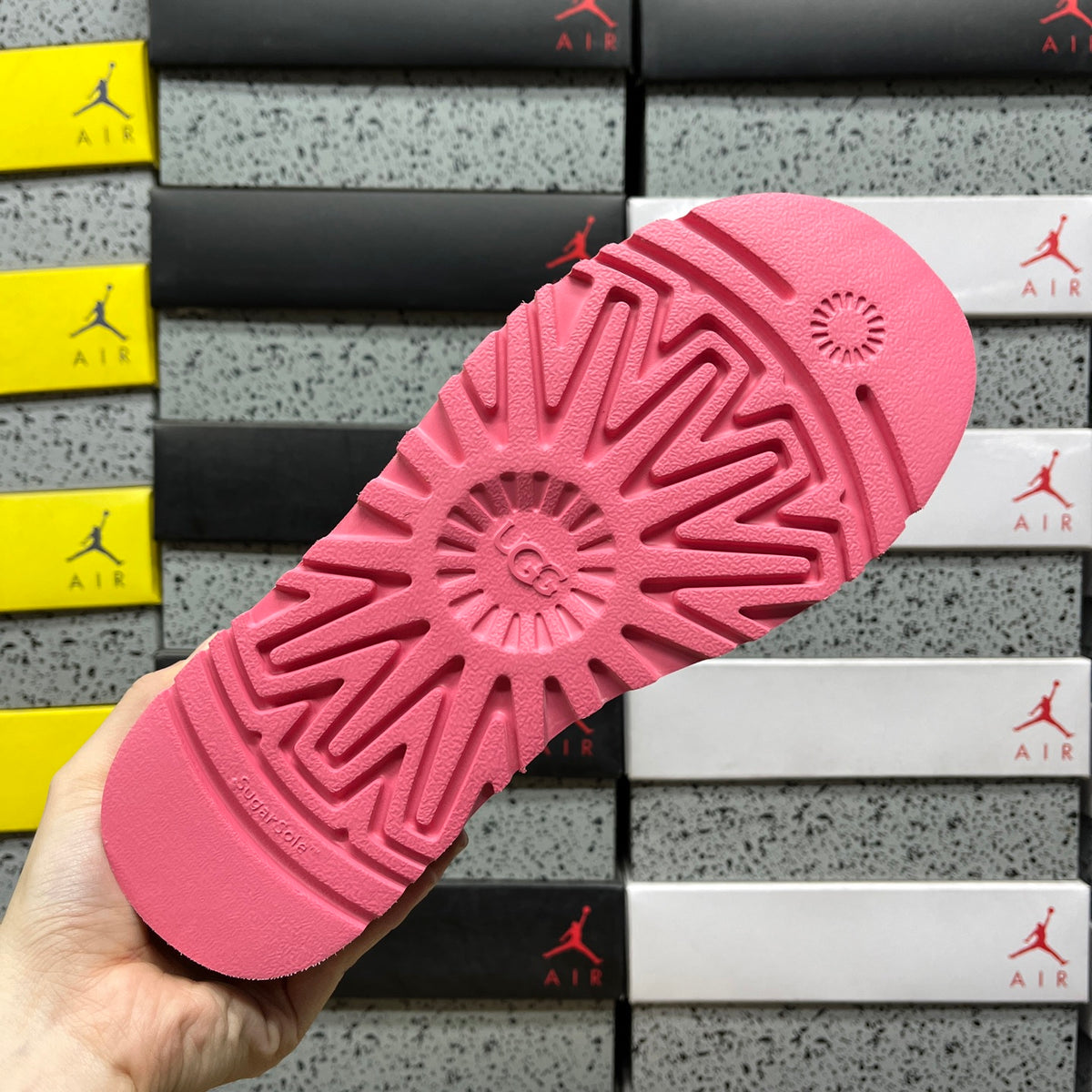 Sand & Pink Platform Slip-On Shoes with Decorative Stitching