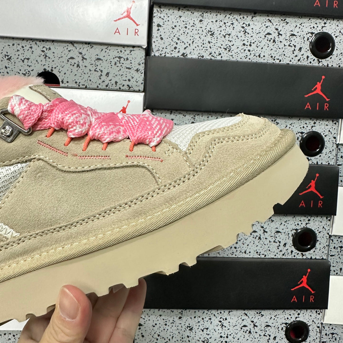 White & Pink Chunky-Sole Lace-Up Shoes