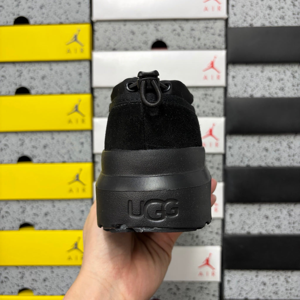 Black Chunky-Sole Slip-On Shoes with Rear Drawcord
