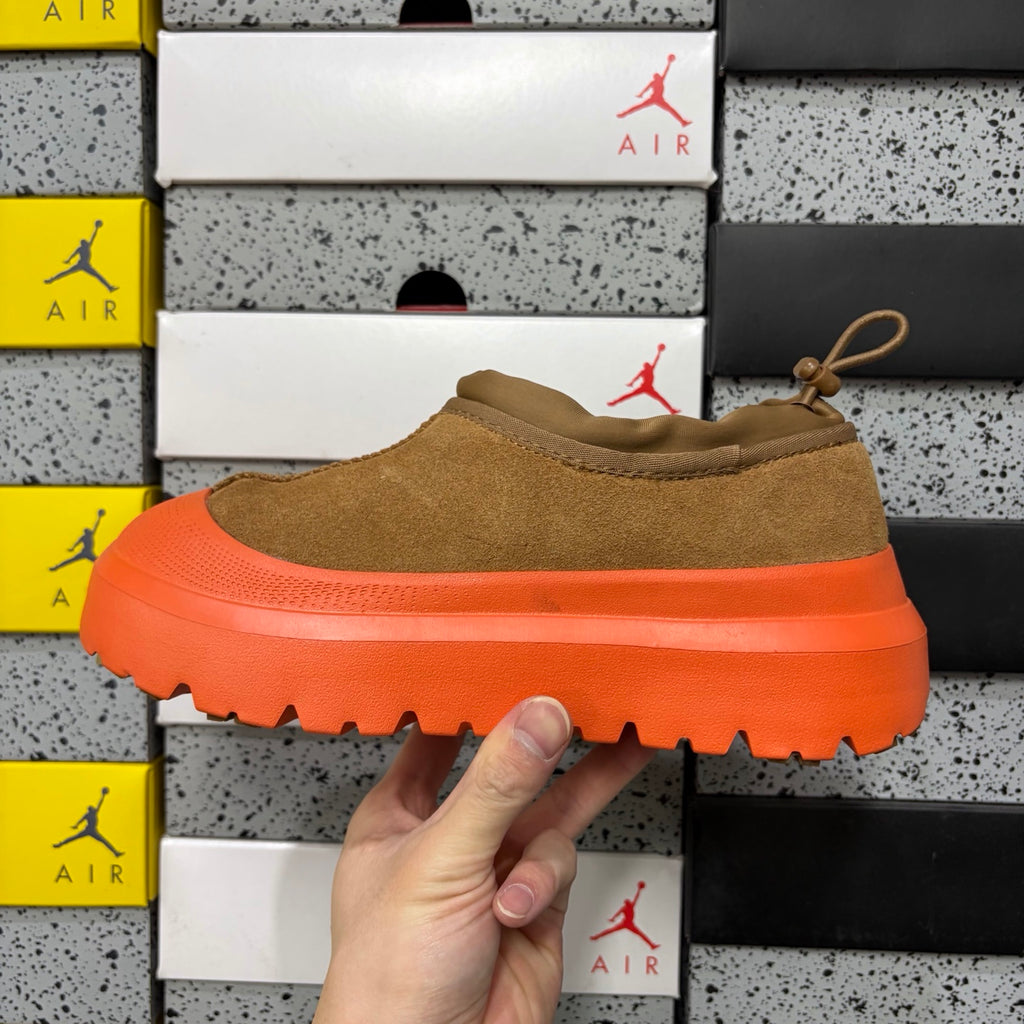 Chestnut Slip-On Shoes with Bright Orange Chunky Sole