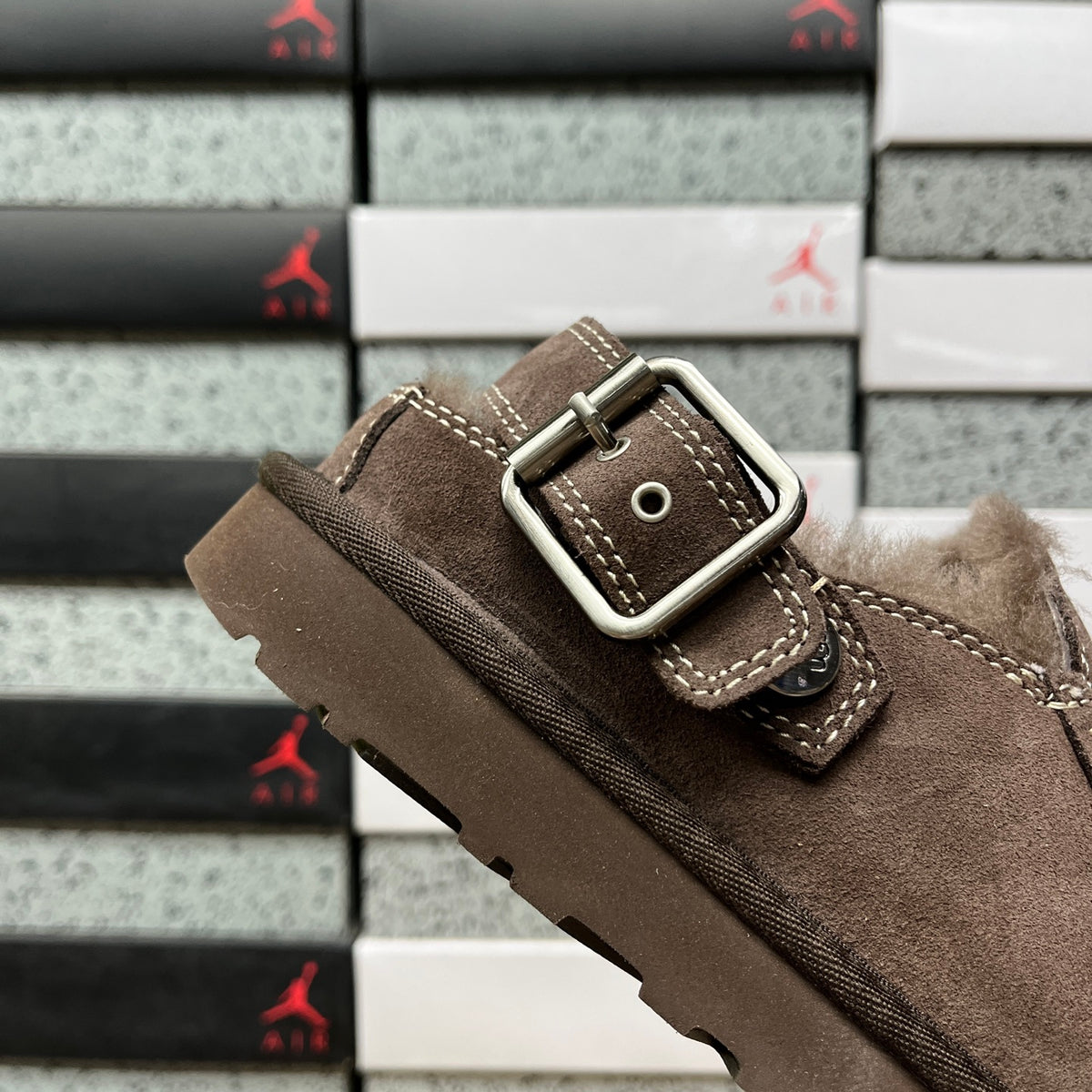 Dark Brown Moccasin-Style Shoes with Buckled Heel Strap