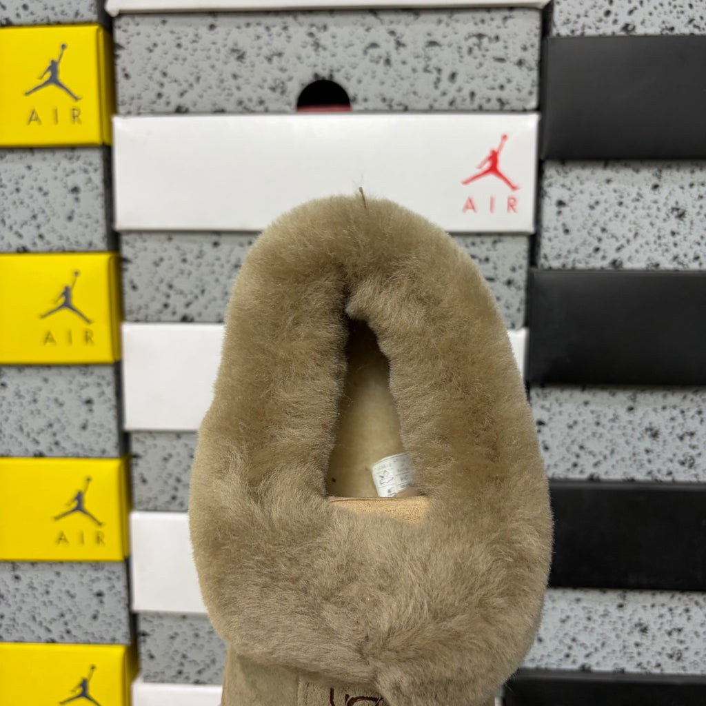Antelope Brown Slip-On Shoes with Oversized Fluffy Collar