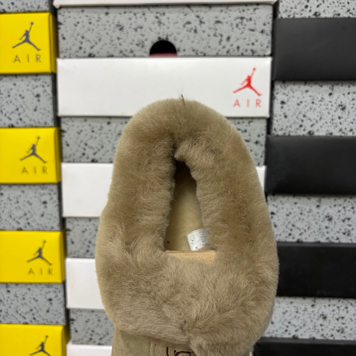 Antelope Brown Slip-On Shoes with Oversized Fluffy Collar
