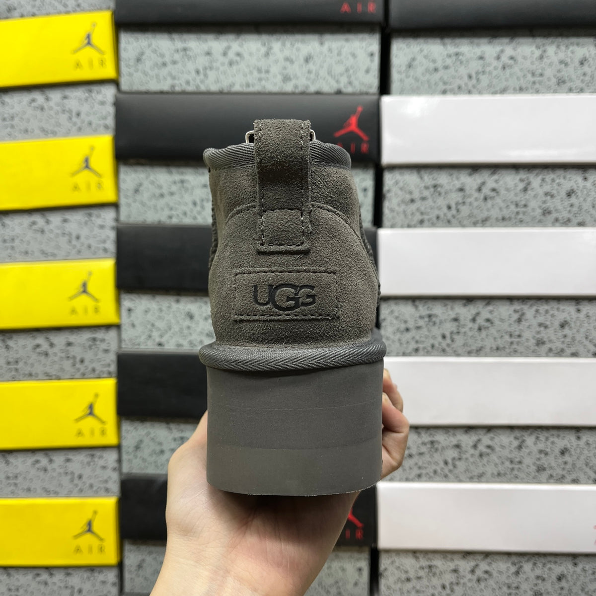 Grey Mini Platform Ankle Boots - 5 cm Sole