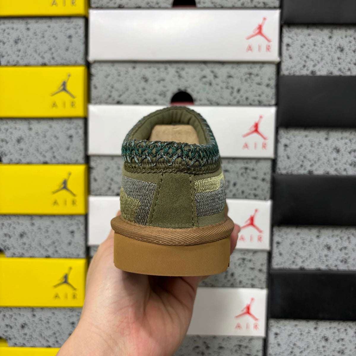 Olive Green Dragon & Tiger Embroidered Slip-On Shoes