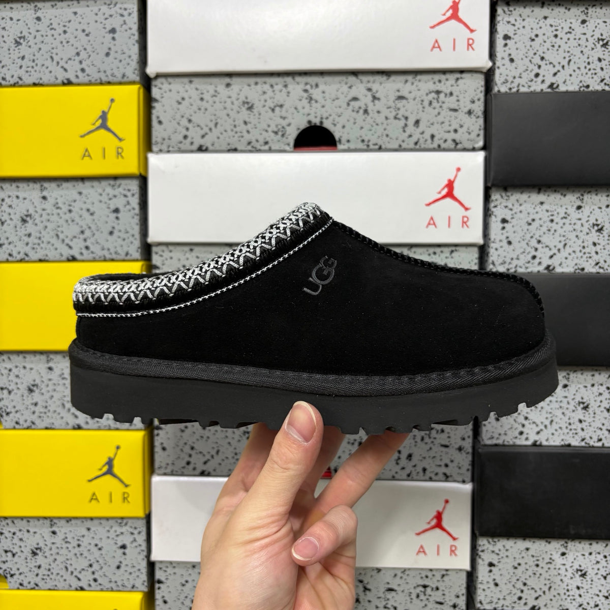 Black Slip-On Shoes with Contrast-Stitched Collar