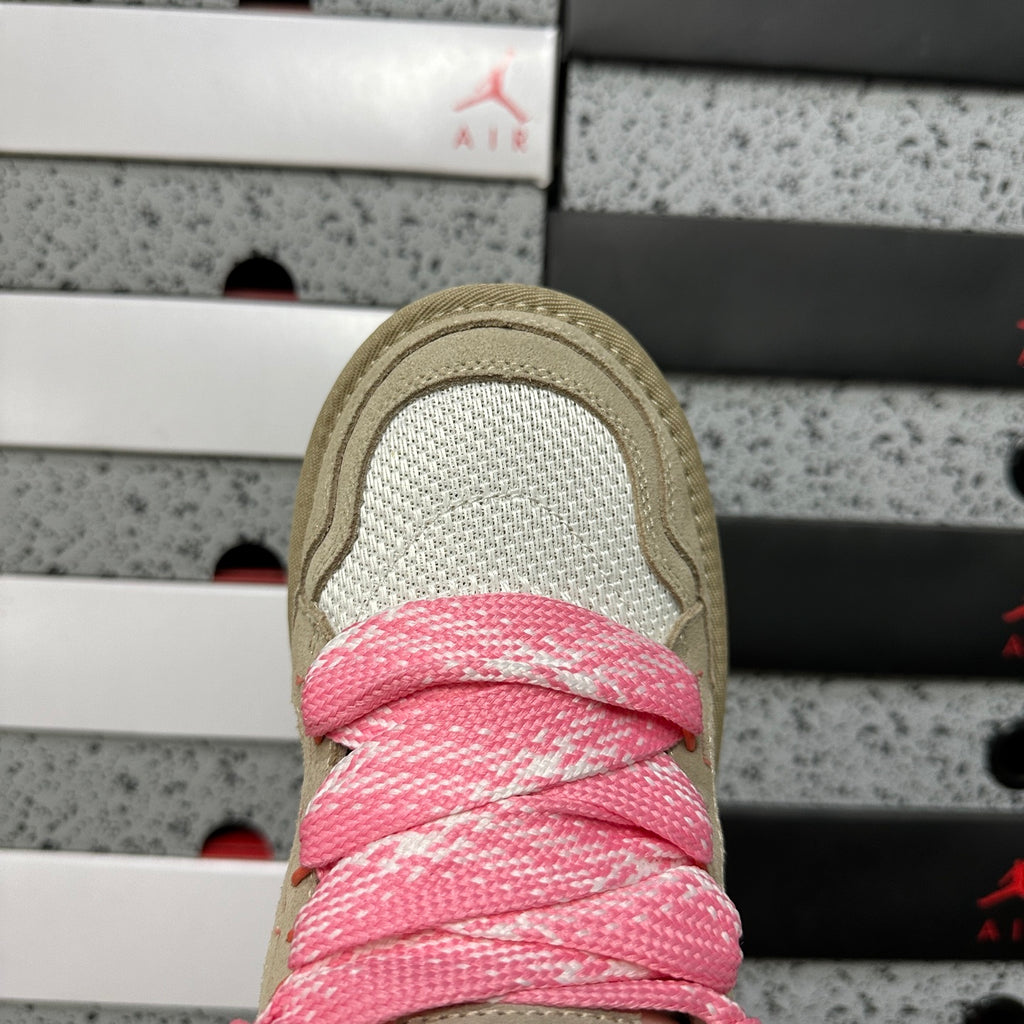 White & Pink Chunky-Sole Lace-Up Shoes