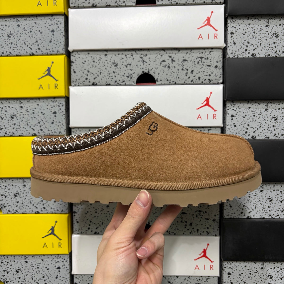 Chestnut Slip-On Shoes with Contrast-Stitched Collar