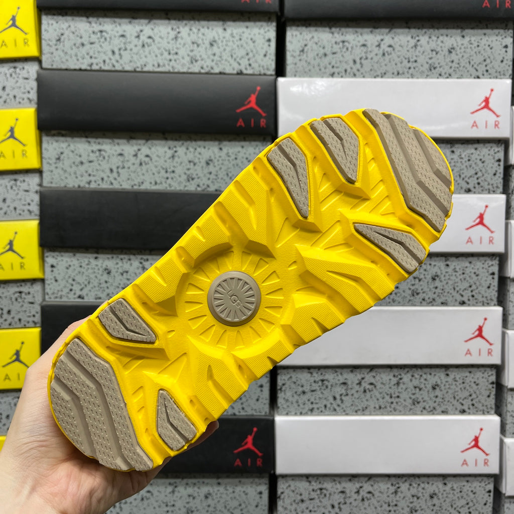 Sand Platform Slip-On Shoes with Bright Yellow Sole