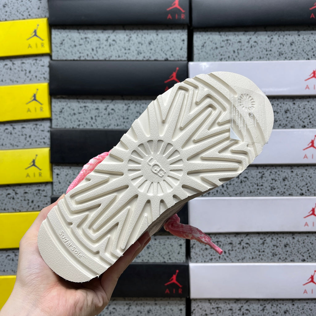 White & Pink Chunky-Sole Lace-Up Shoes