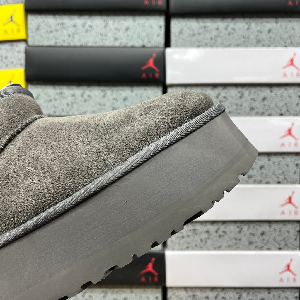Grey Mini Platform Ankle Boots - 5 cm Sole