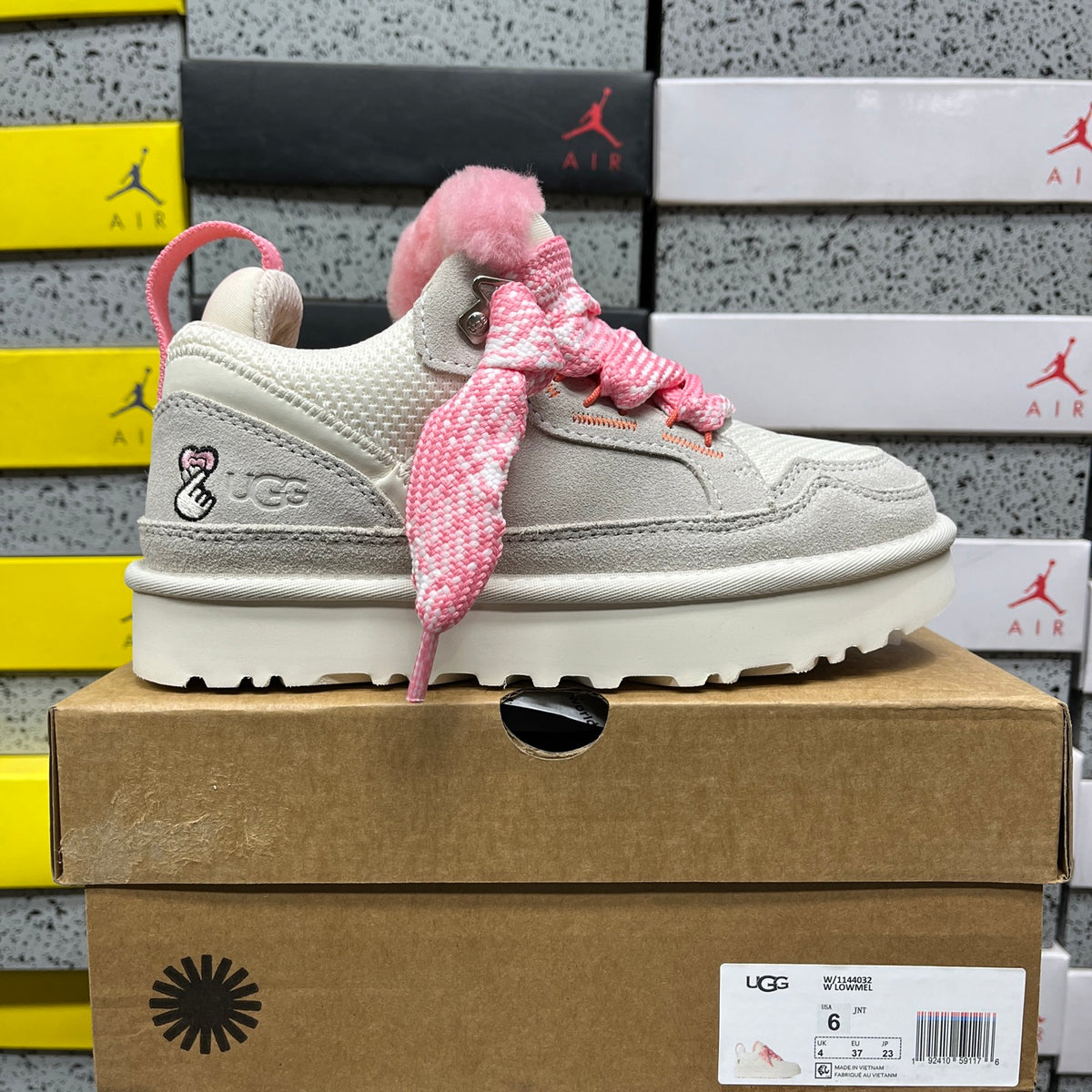 White & Pink Chunky-Sole Lace-Up Shoes