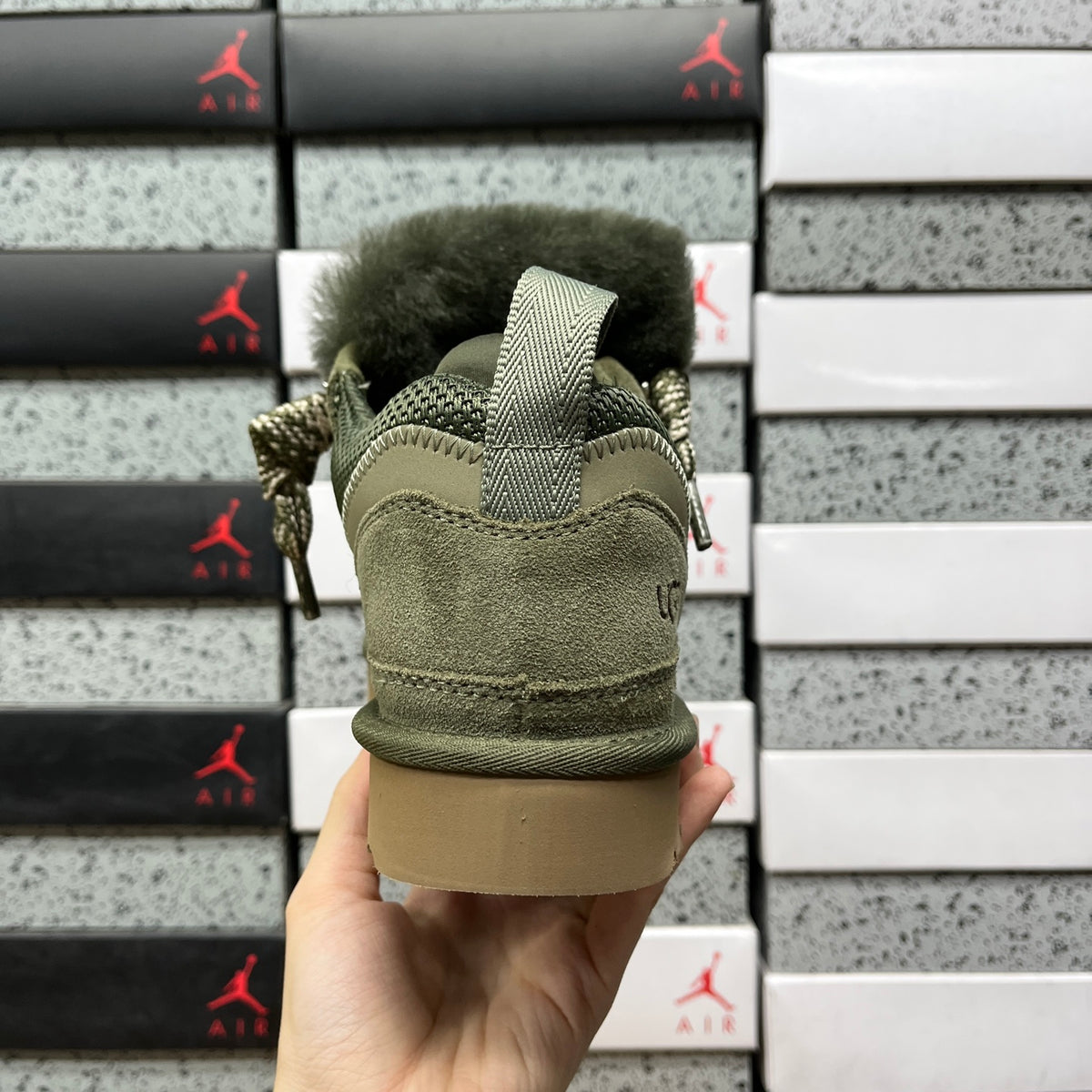 Moss Green Chunky-Sole Lace-Up Shoes