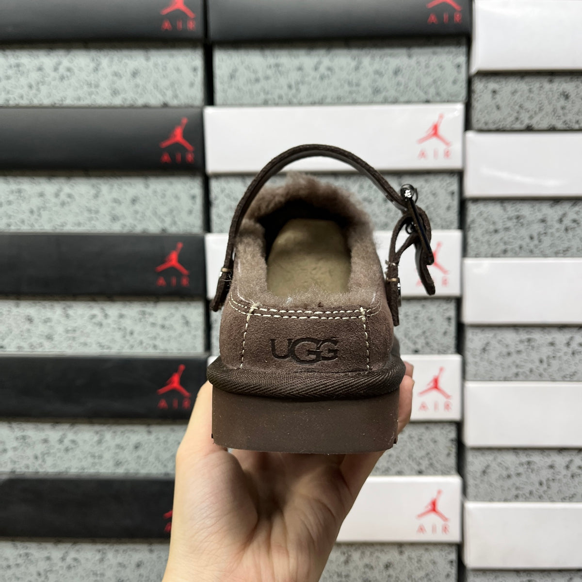 Dark Brown Moccasin-Style Shoes with Buckled Heel Strap