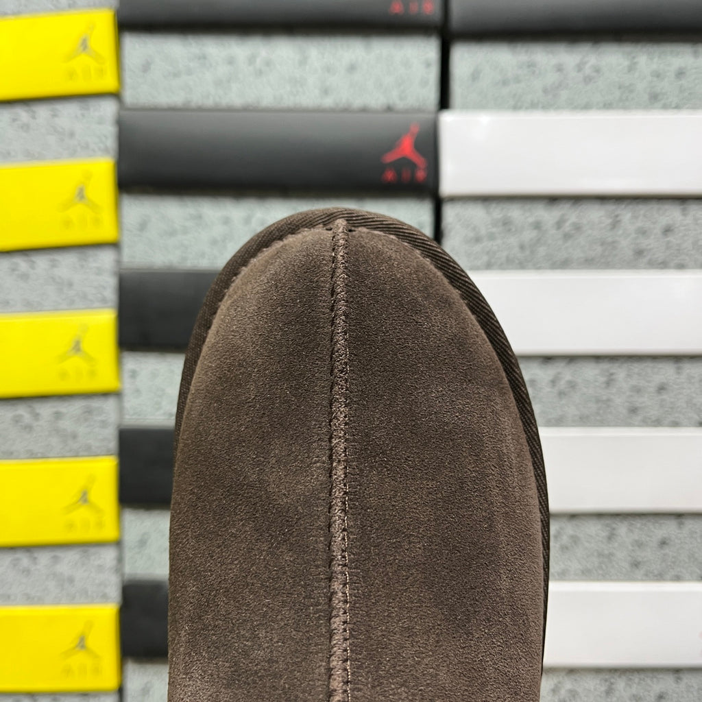 Cocoa Brown Platform Slip-On Shoes with Decorative Stitching