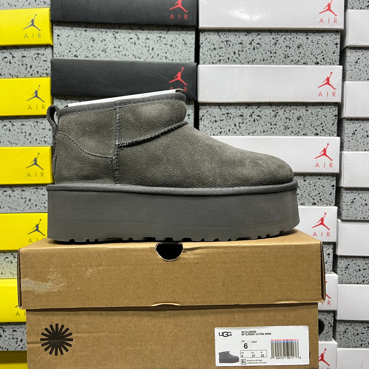 Grey Mini Platform Ankle Boots - 5 cm Sole