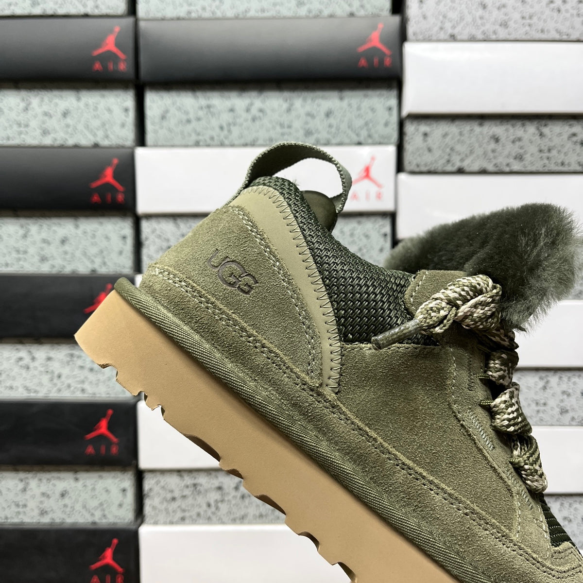 Moss Green Chunky-Sole Lace-Up Shoes