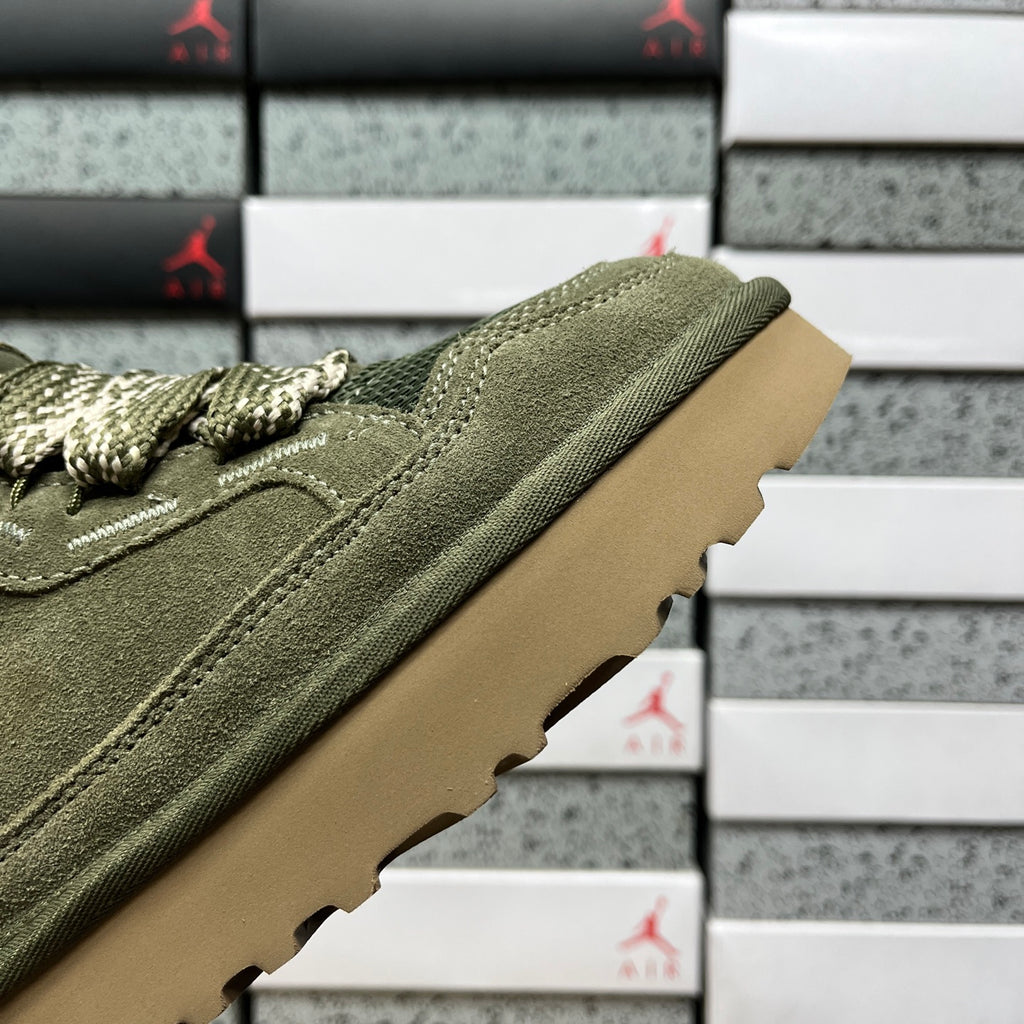 Moss Green Chunky-Sole Lace-Up Shoes