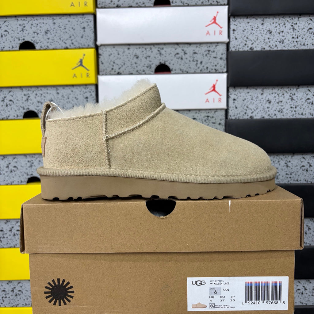 Sand Mini Pull-On Ankle Boots with Slim Sole