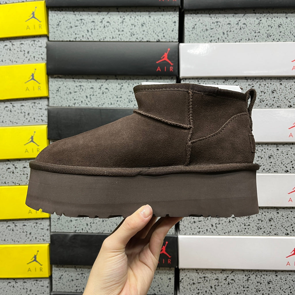 Chocolate Brown Mini Platform Ankle Boots - 5 cm Sole