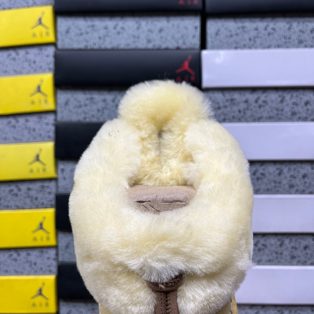 Soft Yellow Slip-On Slippers with Fluffy Collar
