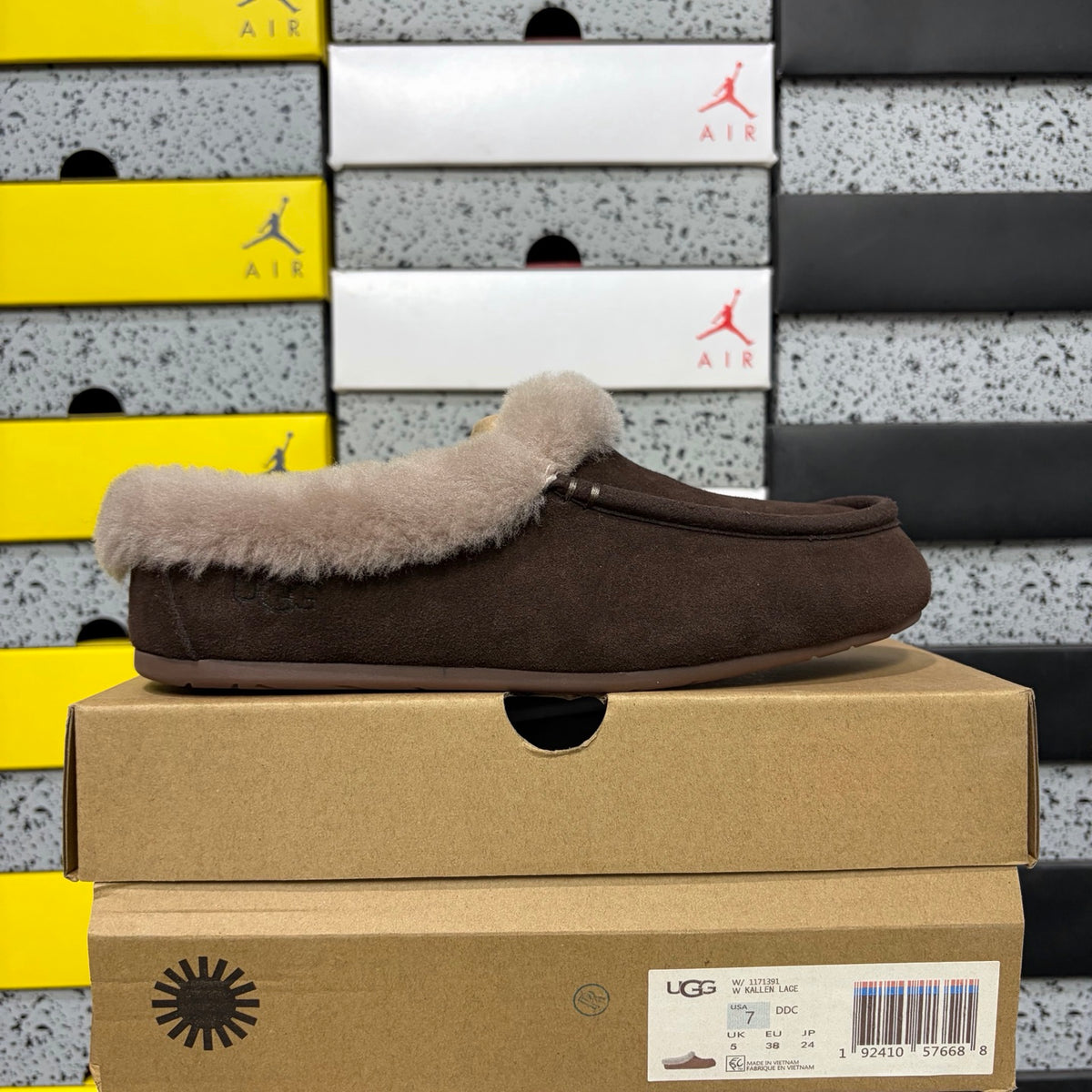 Cocoa Brown Moccasin Slippers with Fluffy Collar