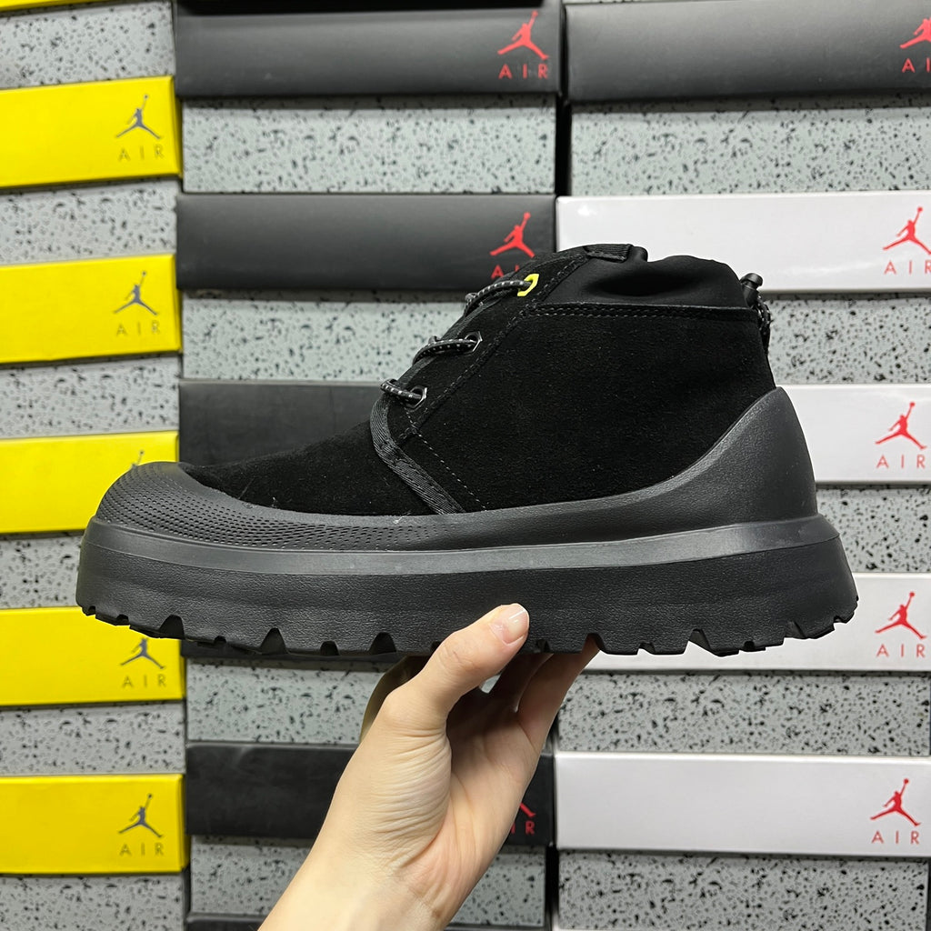 Black Chunky-Sole Lace-Up Ankle Boots